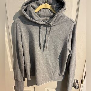 Gymshark Crop Cross Back Hoodie in Grey Medium